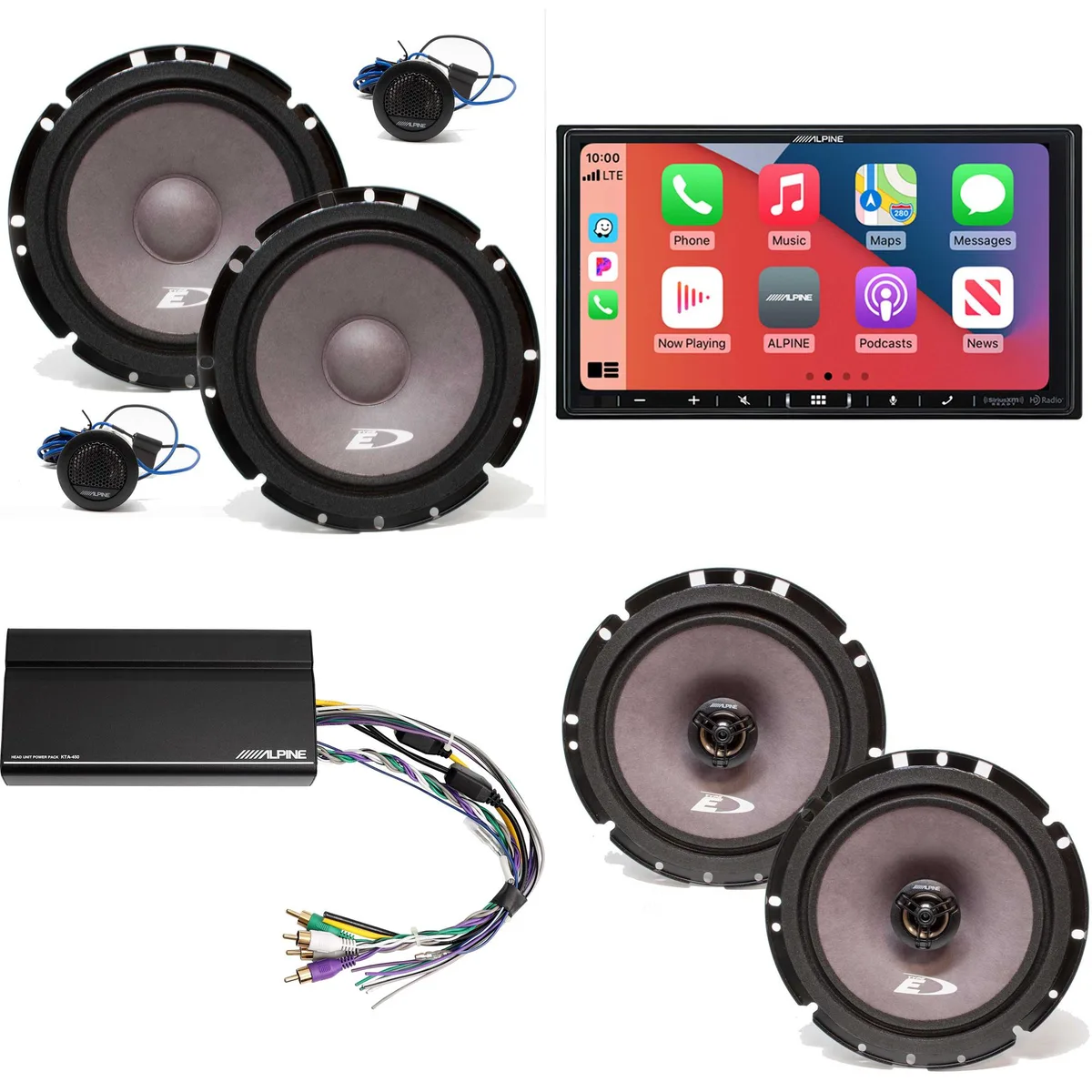 Alpine Alpine iLX-407 7-Inch Receiver with SXE-1751S 6.5" Component, SXE-1726S 6.5" Coax & KTA-450 Power Pack — product photo