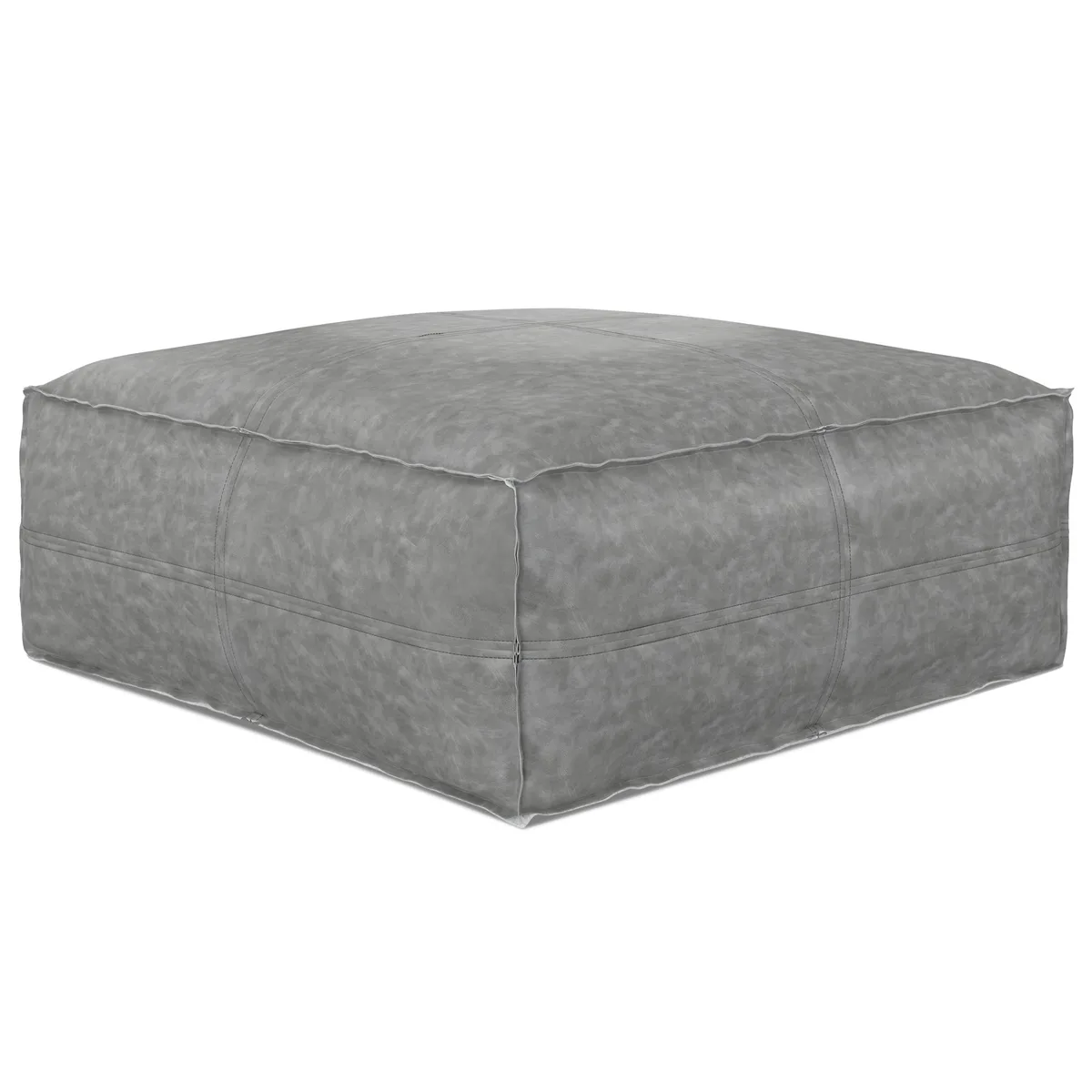 tuphen tuphen Brody Large Square Coffee Table Pouf Distressed Grey 30" x 30" x 14 — product photo