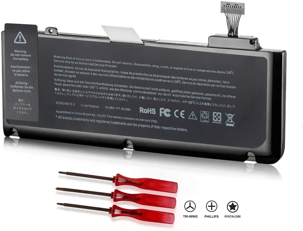 myVolts myVolts A1322 A1278 laptop battery 63.5WH 10.95V for MacBook Pro 13 inch 2009-2012 — product photo