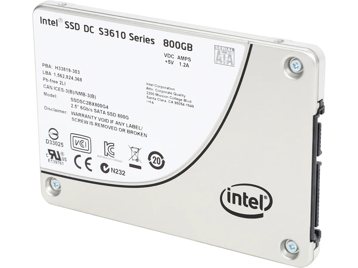 Intel Intel DC S3610 SSDSC2BX800G401 800GB 2.5" SATA enterprise SSD — product photo