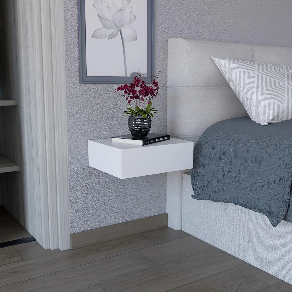 tuphen tuphen Milano Floating Nightstand White 15.7"W 13.4"D — product photo