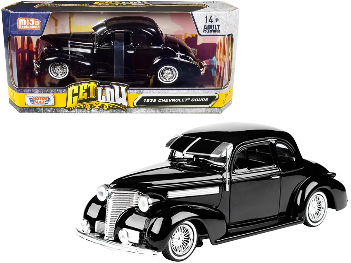 MOTORMAX MOTORMAX 1939 Chevrolet Coupe Lowrider Black "Get Low" 1/24 Diecast Hobby Collectible — product photo
