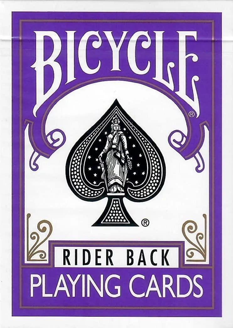 Bicycle Purple Rider Back playing card deck, standard poker size, purple backs with air-cushion finish
