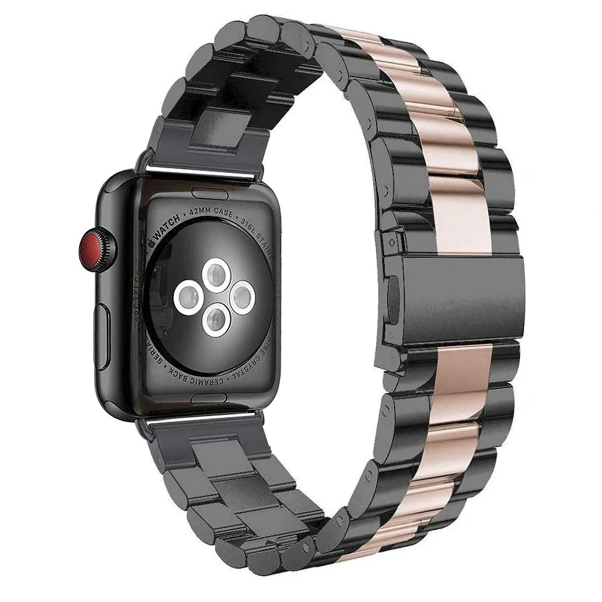 Tryhi Tryhi Apple Watch Strap 42mm Black/Rose Gold Stainless Steel — product photo