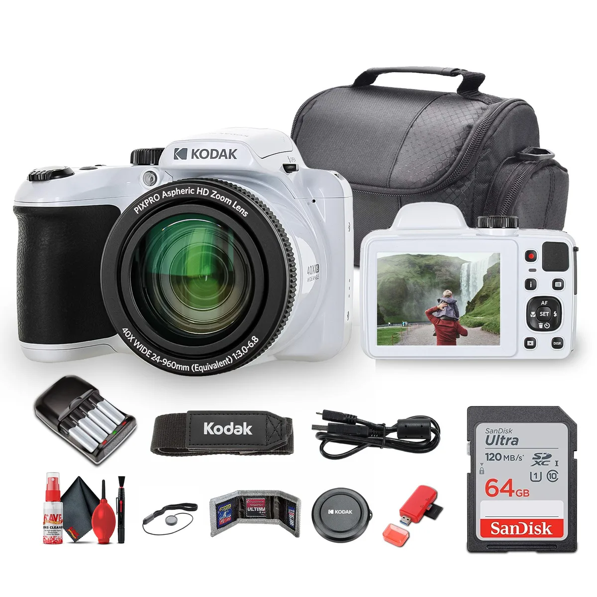 Kodak Kodak Pixpro AZ405 White 40x Zoom 20MP Camera Kit — product photo