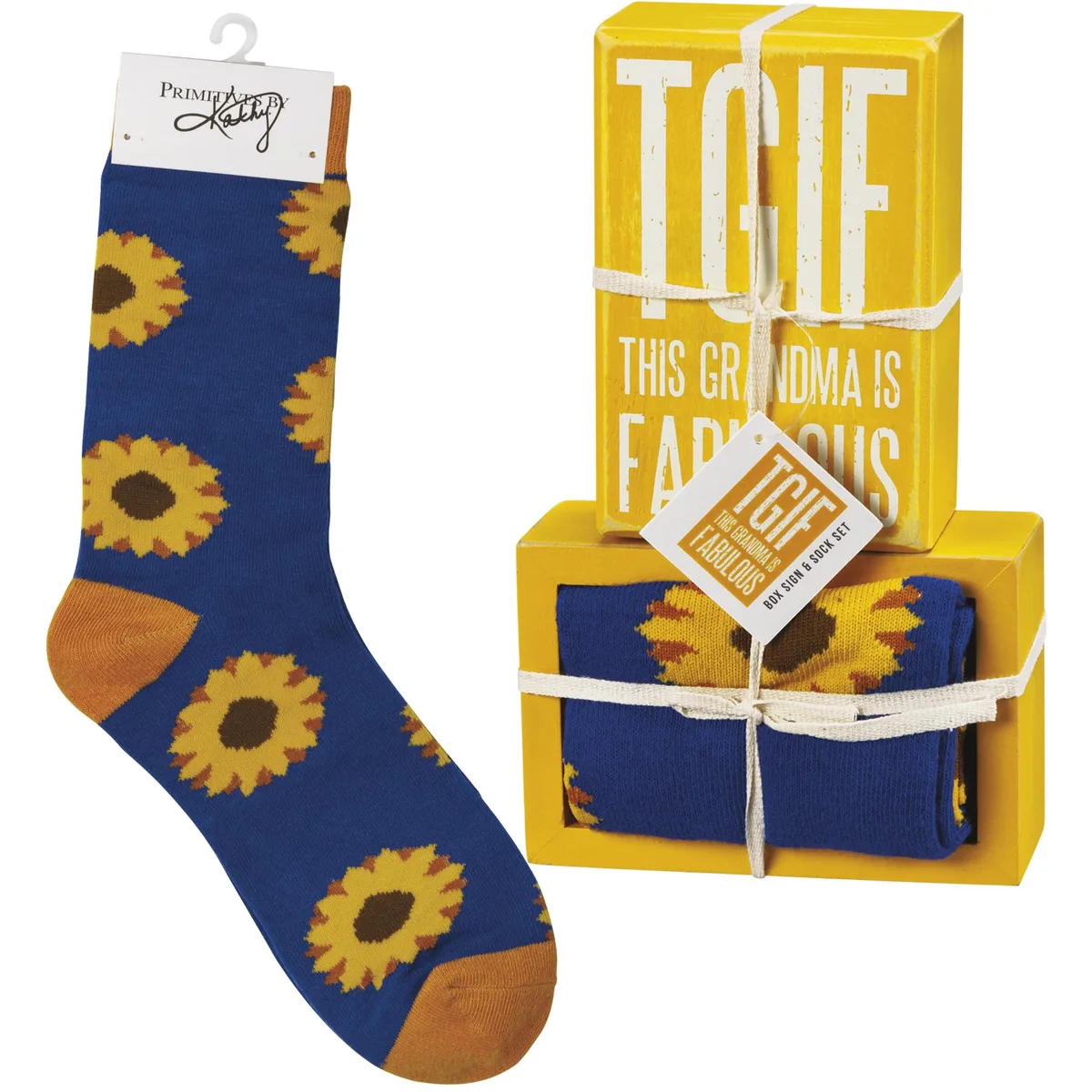 Primitives By Kathy Primitives By Kathy TGIF Grandma Box Sign &amp; Socks Set — product photo