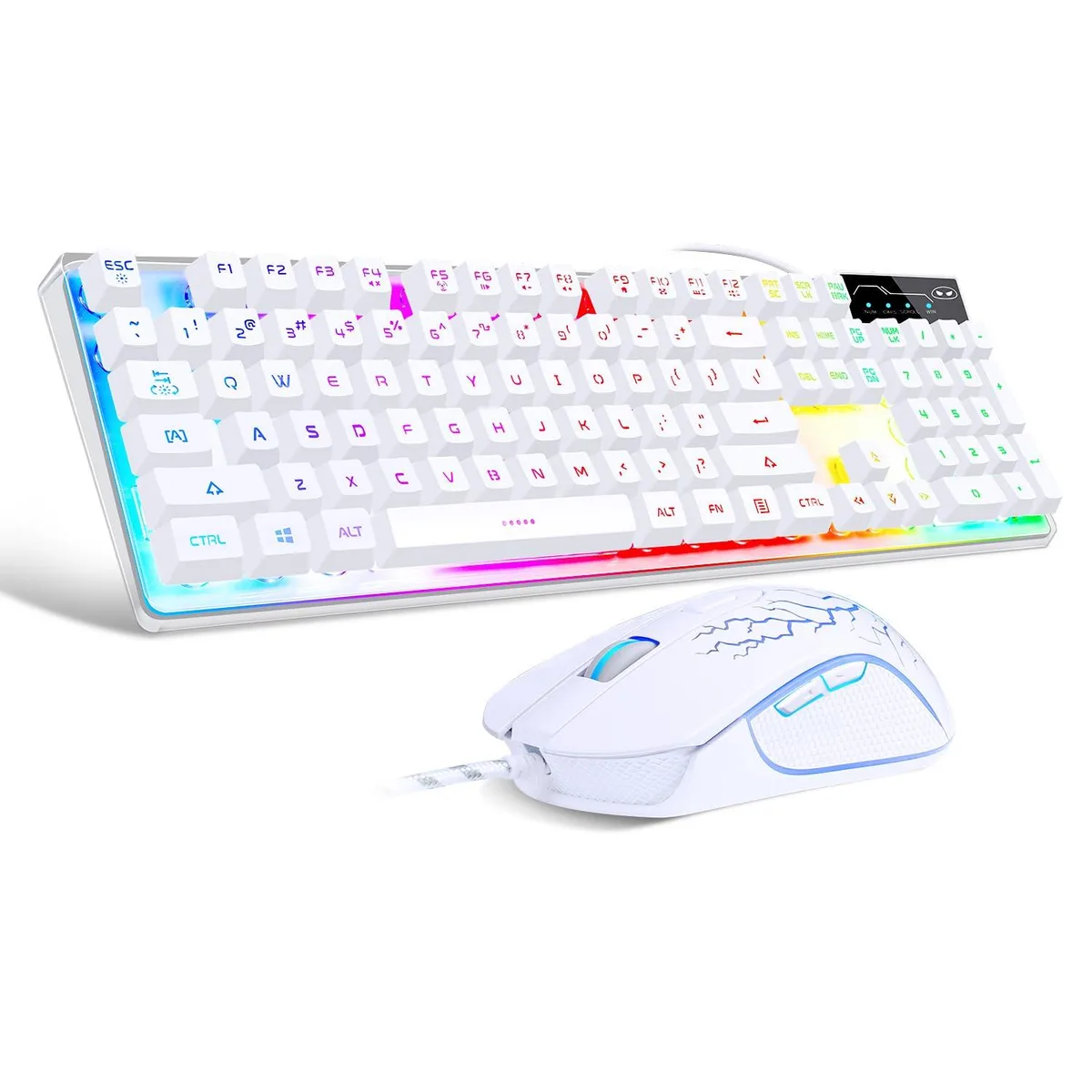  MageGee K1 RGB Gaming Keyboard and Mouse Combo 104 Keys Wired White — product photo