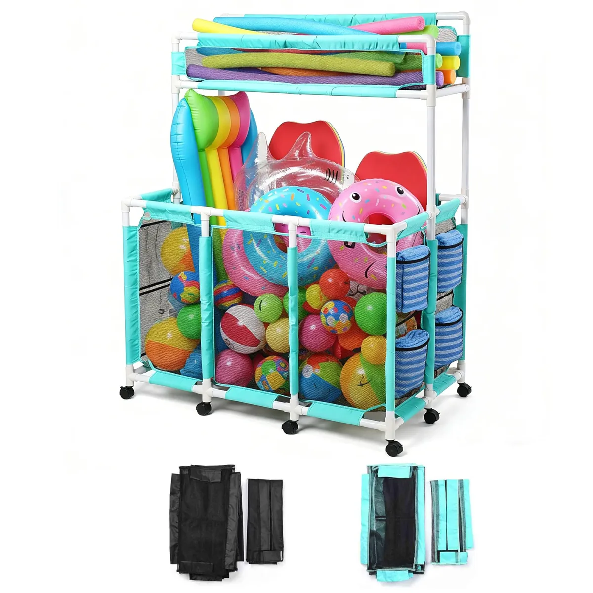 Yescom USA, Inc. Yescom USA, Inc. 06PSBBMC003-3G2LPVC-03 Toy Storage 270 Gallon 52"x33"x67" 2 Tier 10 Wheel — product photo