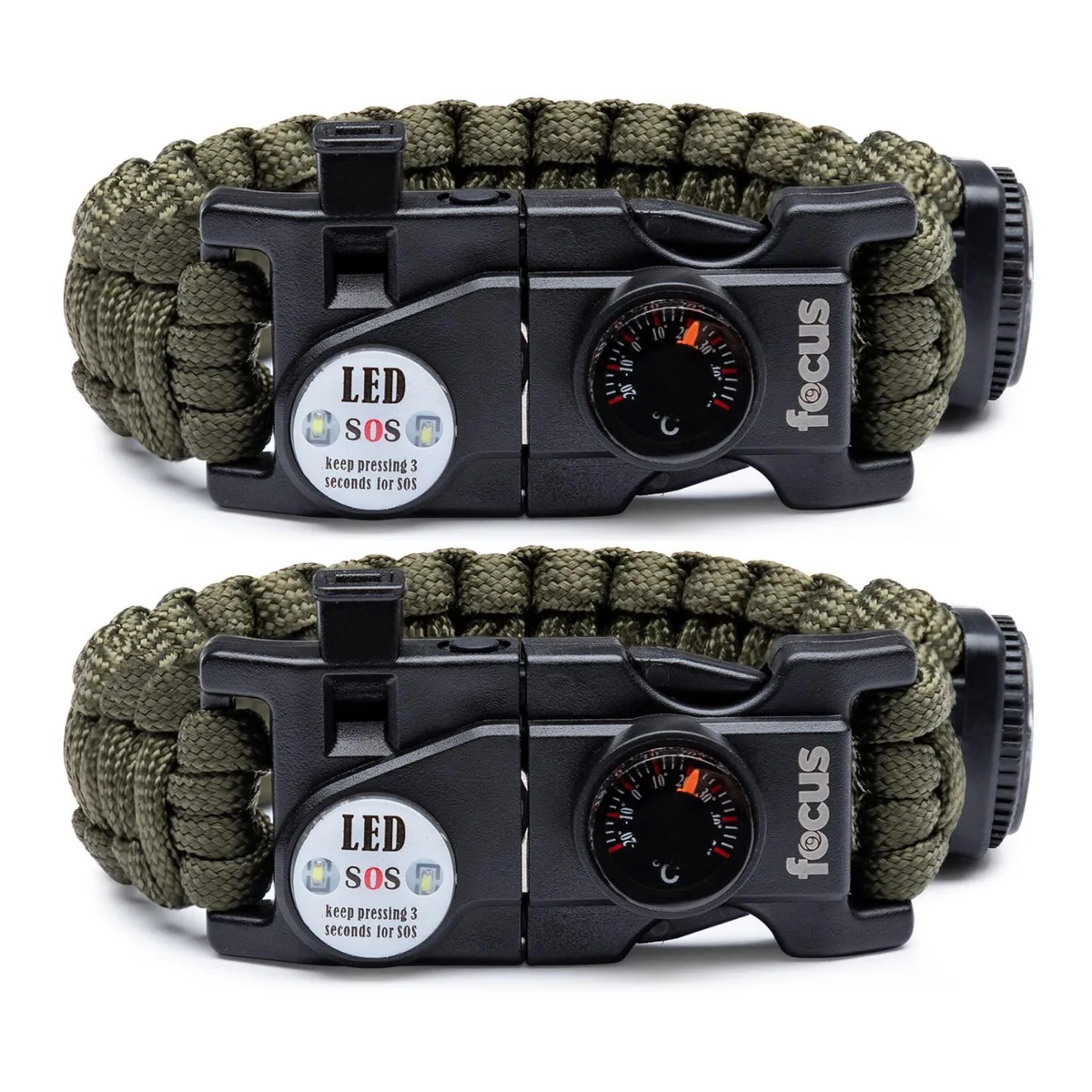 Focus Camera Focus Camera Emergency Survival Multi-Tool Paracord Bracelet 2-Pack — product photo
