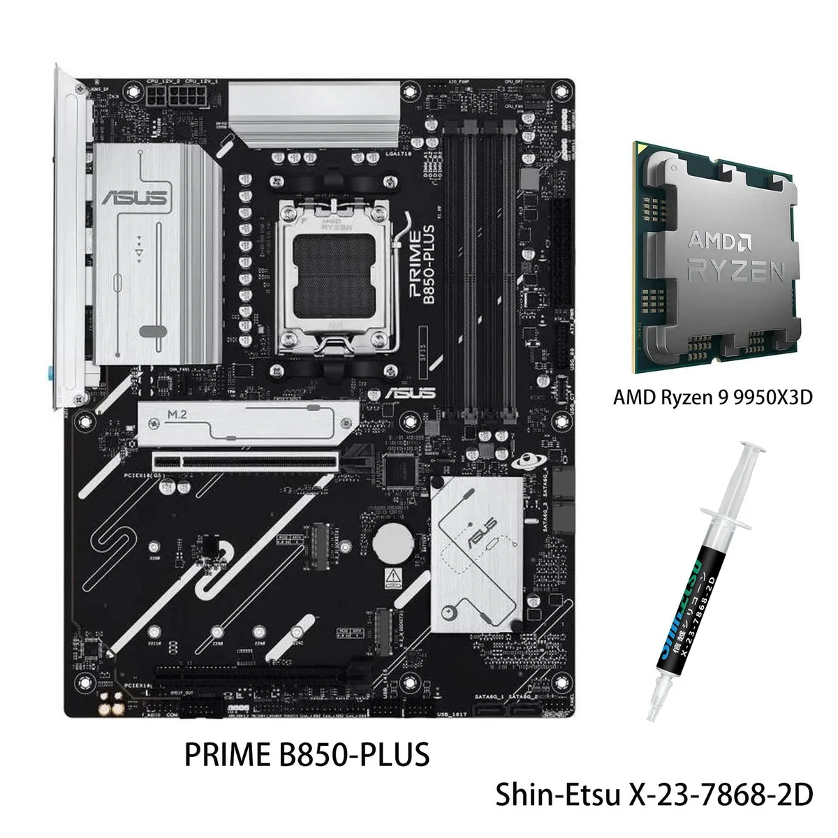 ASUS ASUS PRIME B850-PLUS Motherboard &amp; AMD Ryzen 9 9950X3D CPU Combo — product photo
