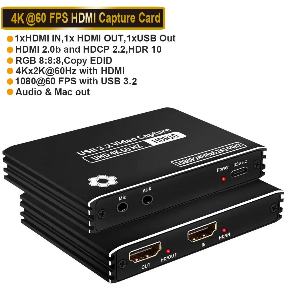 Jansicotek Jansicotek OZC10 4K 60fps HDMI USB 3.2 video capturing device — product photo