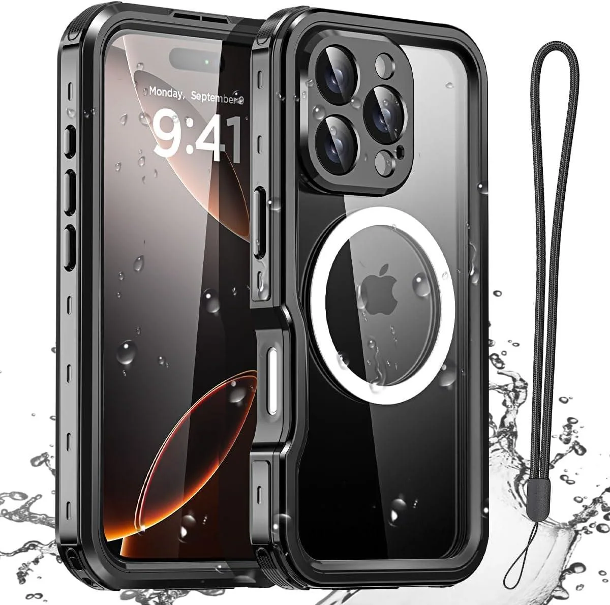 BONAEVER BONAEVER Waterproof Case iPhone 16 Pro Max 6.7 inch MagSafe IP68 Black — product photo