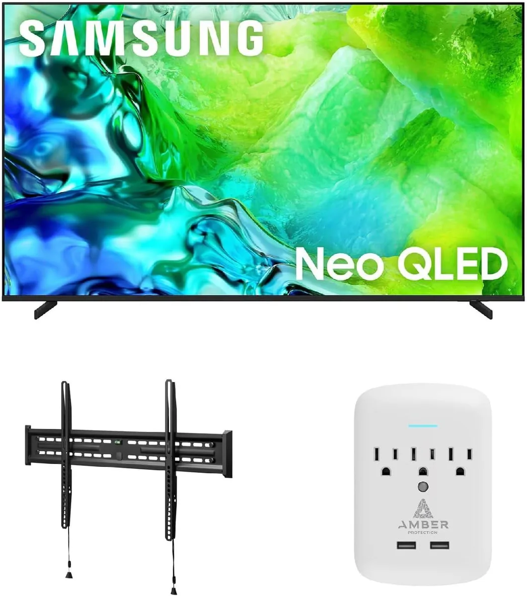 SAMSUNG SAMSUNG QN75QN80HAFXZA 75" Neo QLED 4K 144Hz TV with FIXED-MOUNT-43-90 and 3-OUTLET-SURGE — product photo
