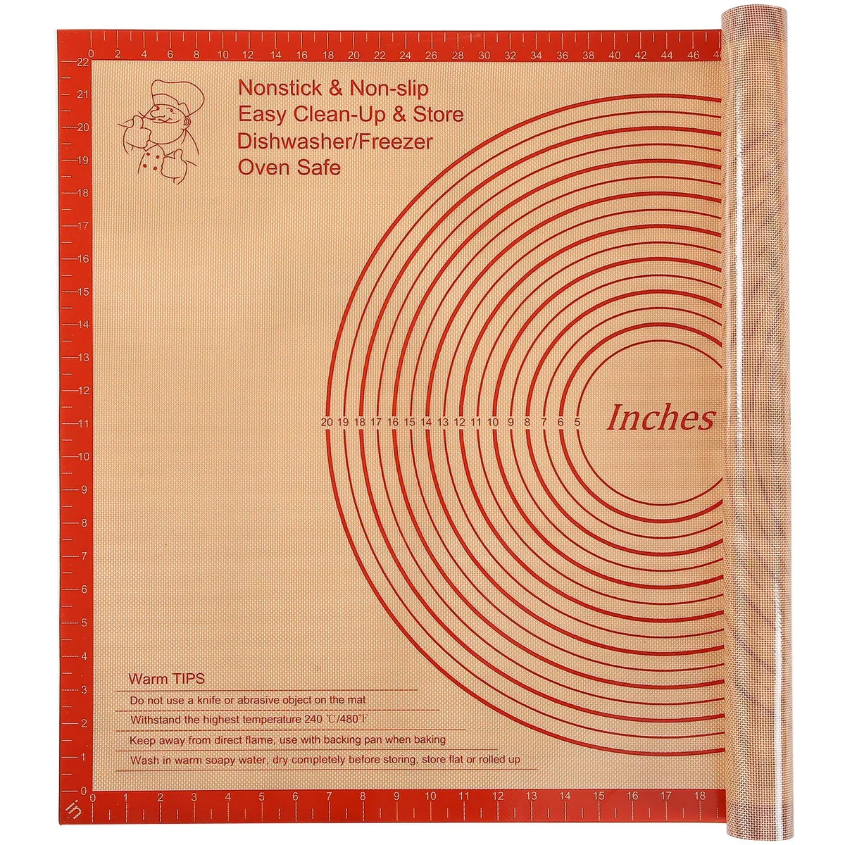 Extra-large checkered silicone pastry mat 36x24 inch double thickness nonstick surface