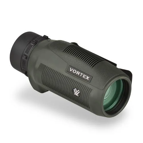 Compact black monocular with carry clip and 10x36 markings