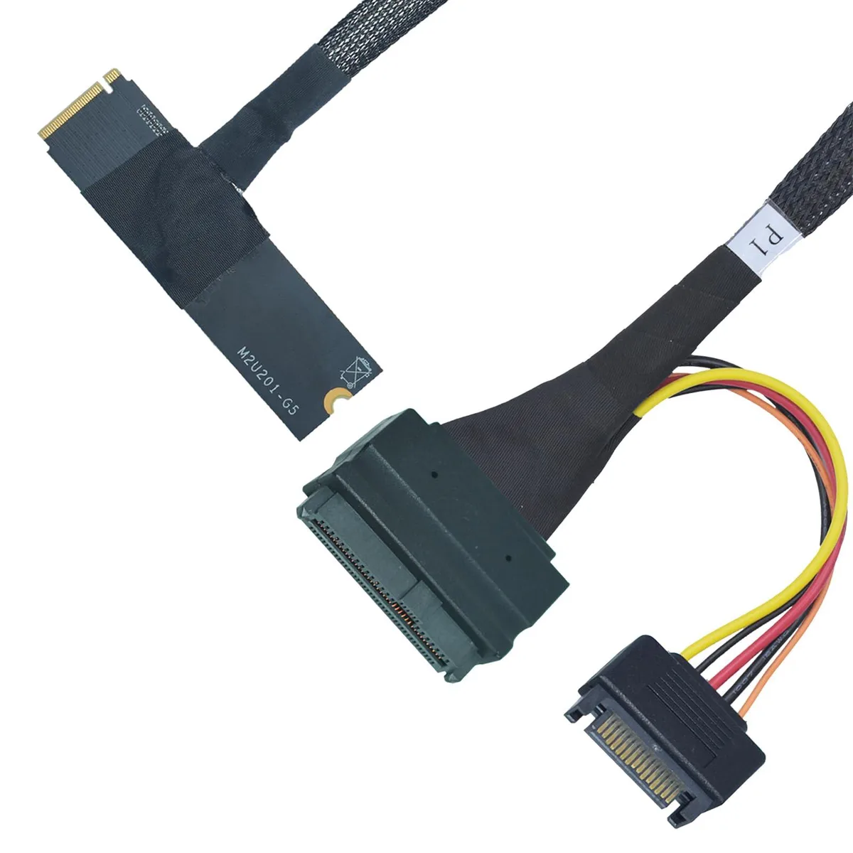 LetLinkSo LetLinkSo LLS-CB-1MT1UT-01 PCIe 5.0 M.2 to U.2 Adapter Top Side Exit 1.6ft (50cm) — product photo