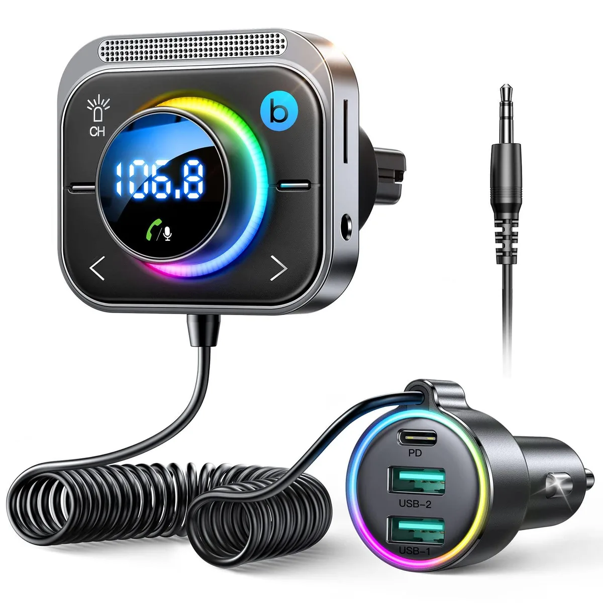 JOYROOM JR-CL18 Bluetooth 6.0 FM AUX Car Adapter PD 60W QC 18W Air Vent — product photo