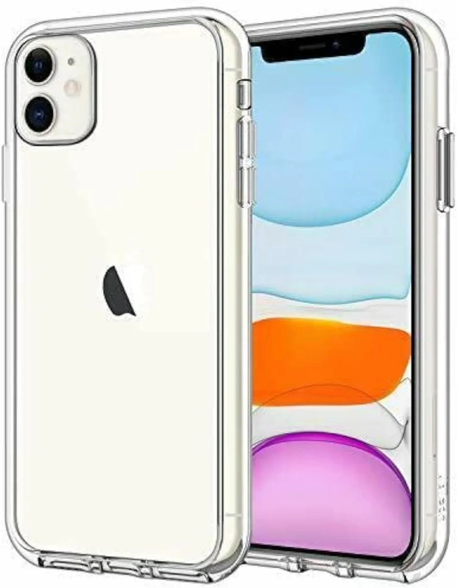 Clear iPhone 11 6.1 case with transparent back and shock-absorbing bumper corners