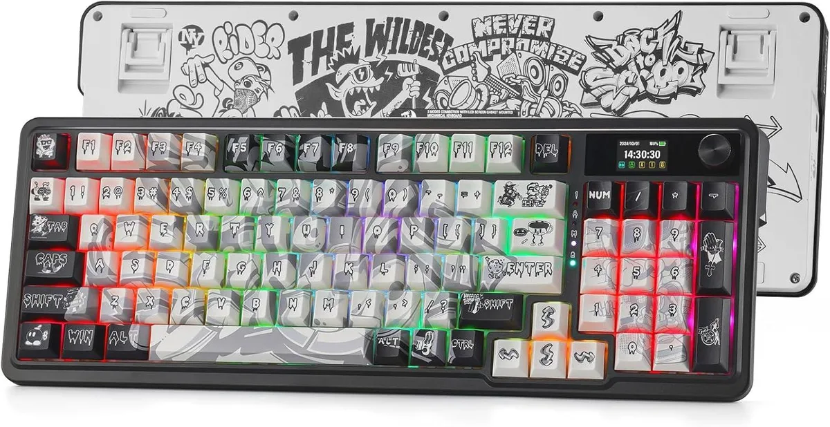 Redragon Redragon K719 PRO Wireless Gasket Gaming Keyboard 95 Keys Street Graffiti 1.41 in Screen — product photo