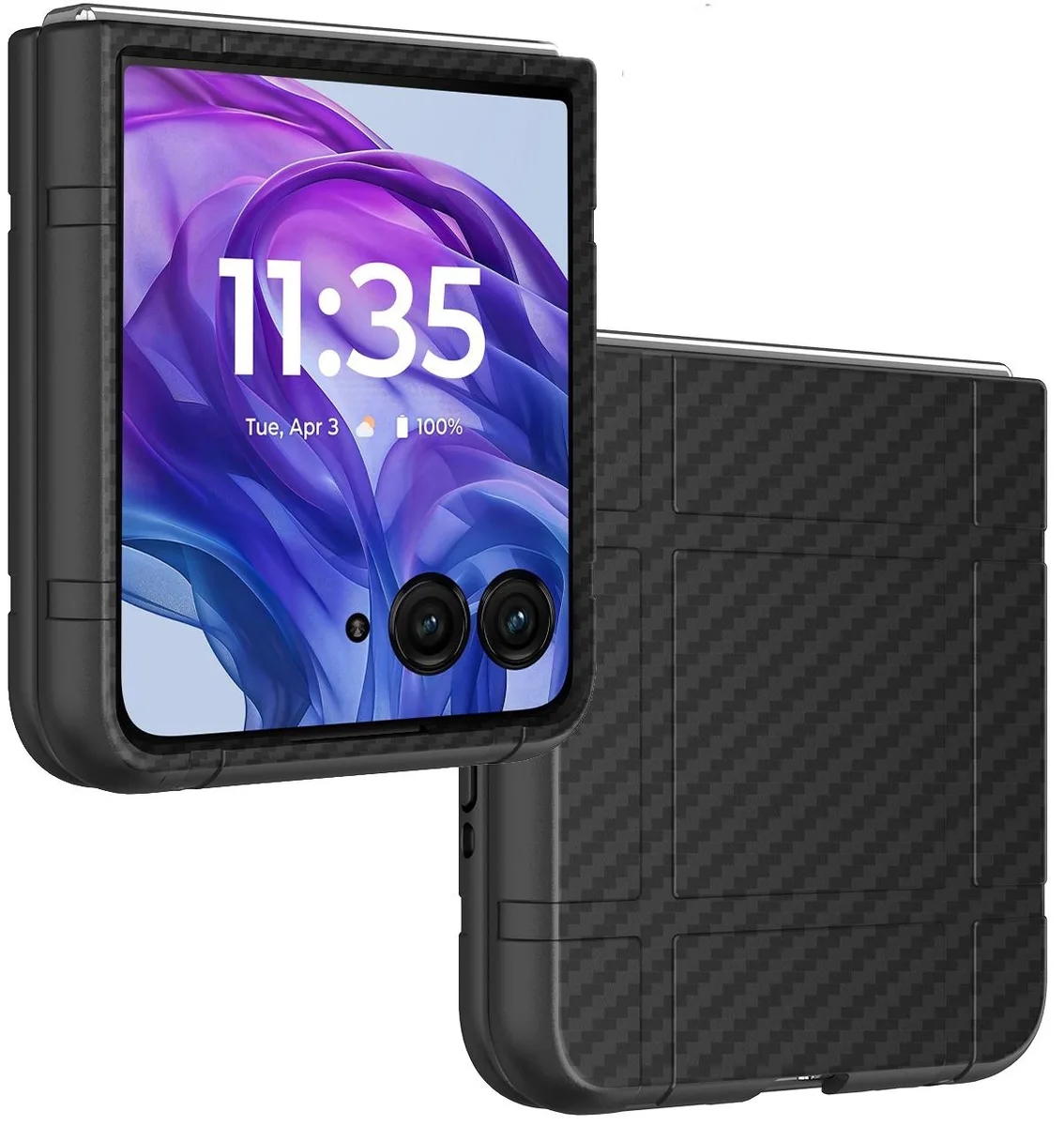 Nakedcellphone Nakedcellphone Hard Case for Motorola RAZR+ 2024 2025 2026 Black Carbon Fiber — product photo