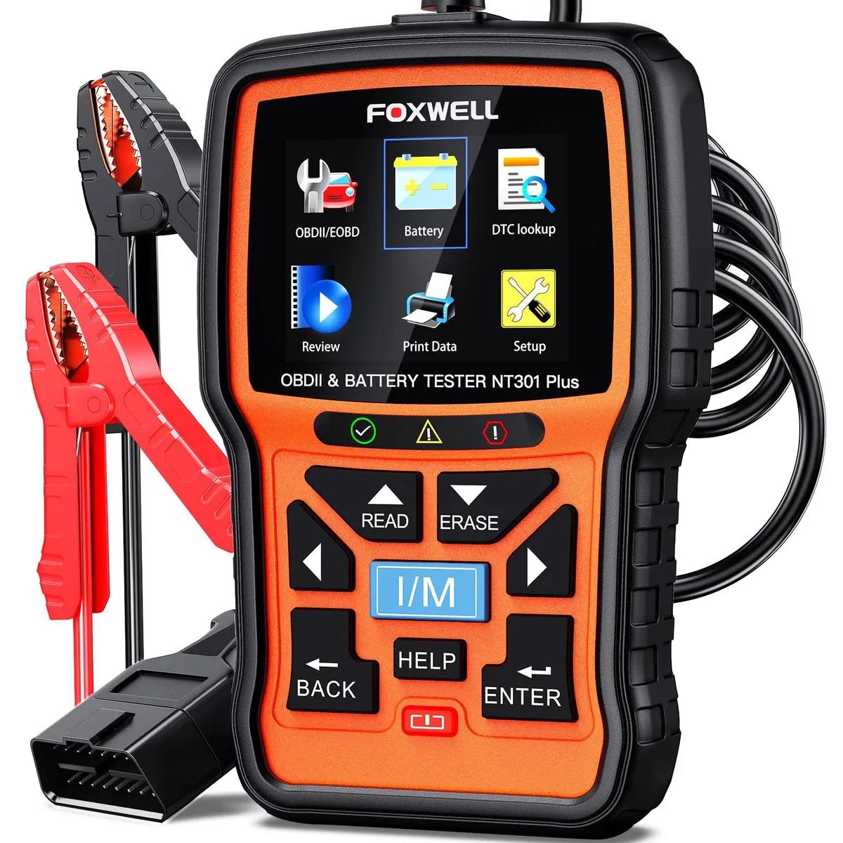 FOXWELL NT301 Plus 2-in-1 OBD2 Scanner & 12V Battery Tester — product photo