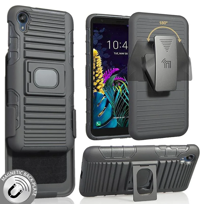 Nakedcellphone Nakedcellphone Kickstand Case + Holster Combo with Stand for Samsung Galaxy S8 Active Black 13-position clip — product photo