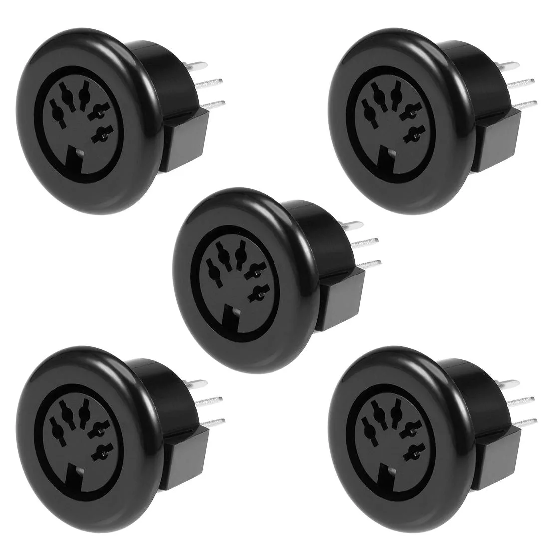 Unique-Bargains Unique-Bargains S-video PCB Mount 5 Pin Din Socket Black 5Pcs — product photo