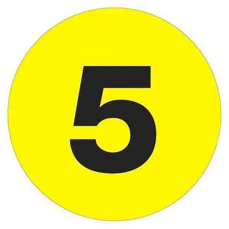 Tape Logic Tape Logic DL1345 Number Labels "5" 3 Inch Circle Fluorescent Yellow 500 Roll — product photo