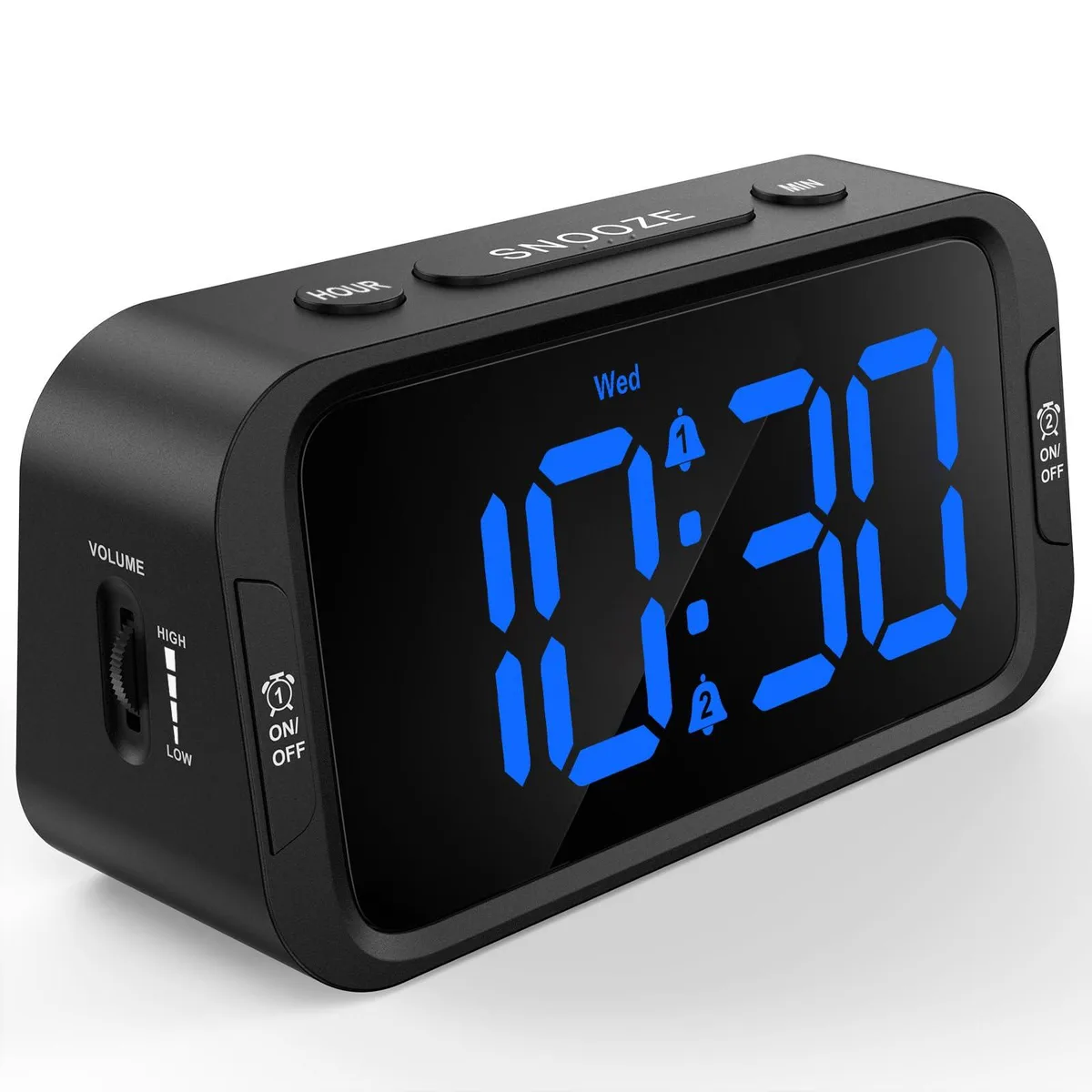 Odokee UE-218-Blue alarm clock 1.6" display 4.9" screen 30-110dB dual alarm — product photo