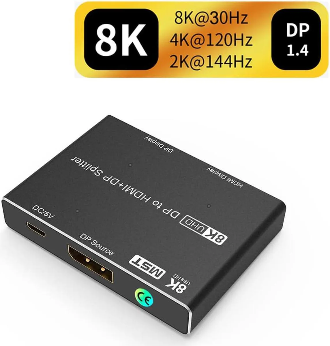 Vszerda Vszerda DisplayPort 1.4 MST Hub 1 in 2 Out HDMI DP 8K@30Hz 4K@120Hz — product photo