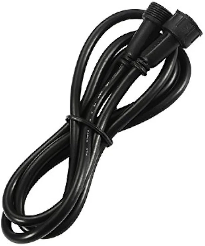 Black 2-pin IP67 extension cable, 3.28ft long, male to female connectors