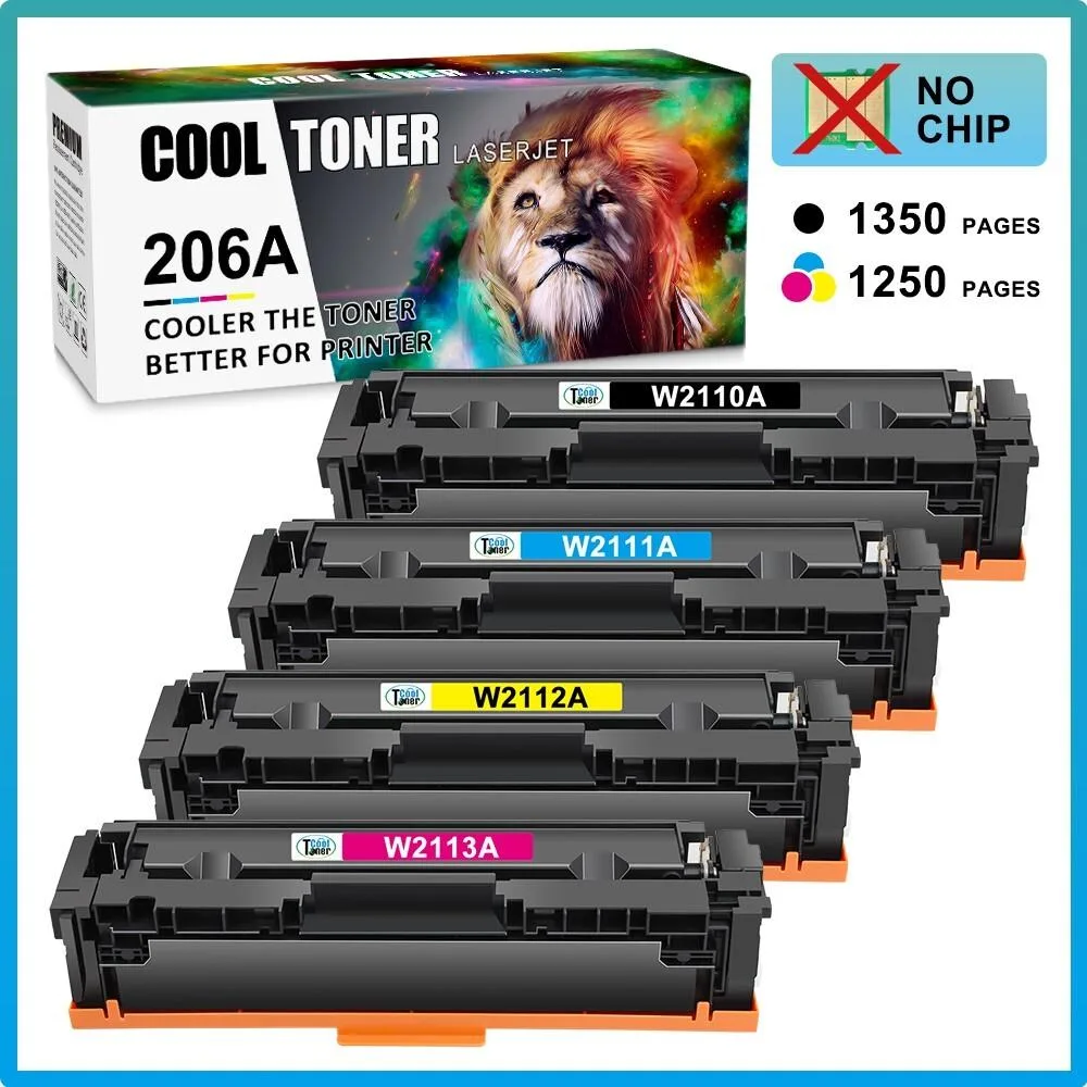 Cool Toner Cool Toner 4x 206A W2110A toner set no chip scanner supply — product photo