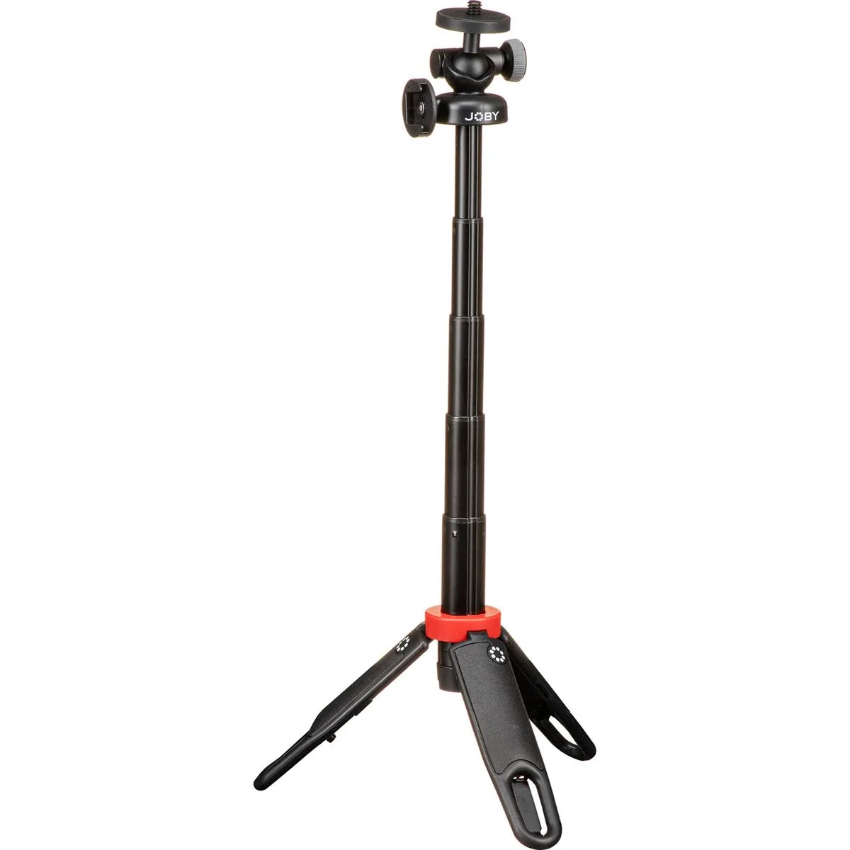 Compact 106g tripod with extendable pole, 360 ball head, cold shoe and carabiner clip