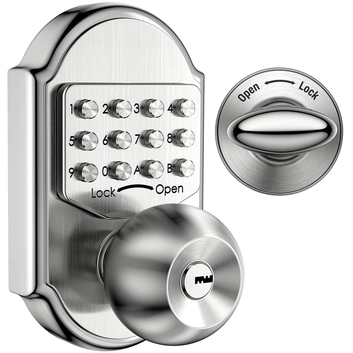 Black stainless steel mechanical deadbolt with keypad and key cylinder