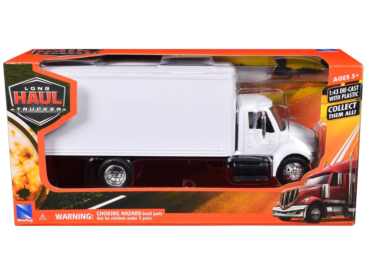 New Ray Toys New Ray Toys International 4200 Box Truck White "Long Haul Truckers" 1/43 Diecast Hobby Collectible — product photo