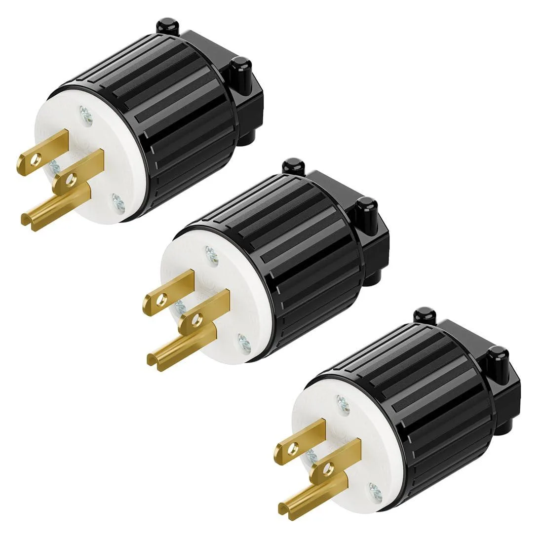 LORDWORLD LORDWORLD NEMA 5-15P 15A 125V Plug 3-Pack Black and White — product photo