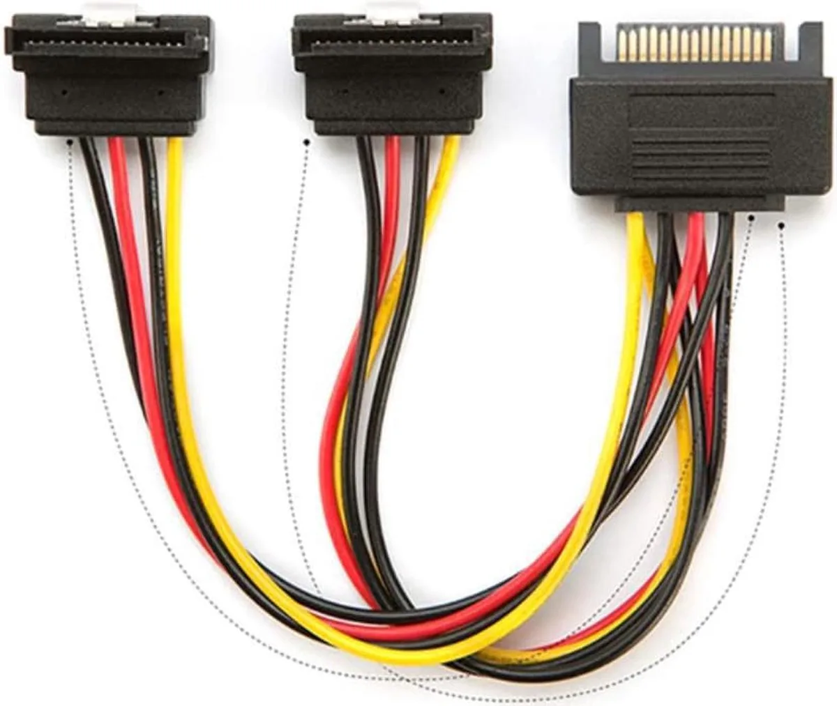 Vszerda Vszerda 15Pin Male to 2 Female 90° SATA Power Cable Adapter 20cm — product photo