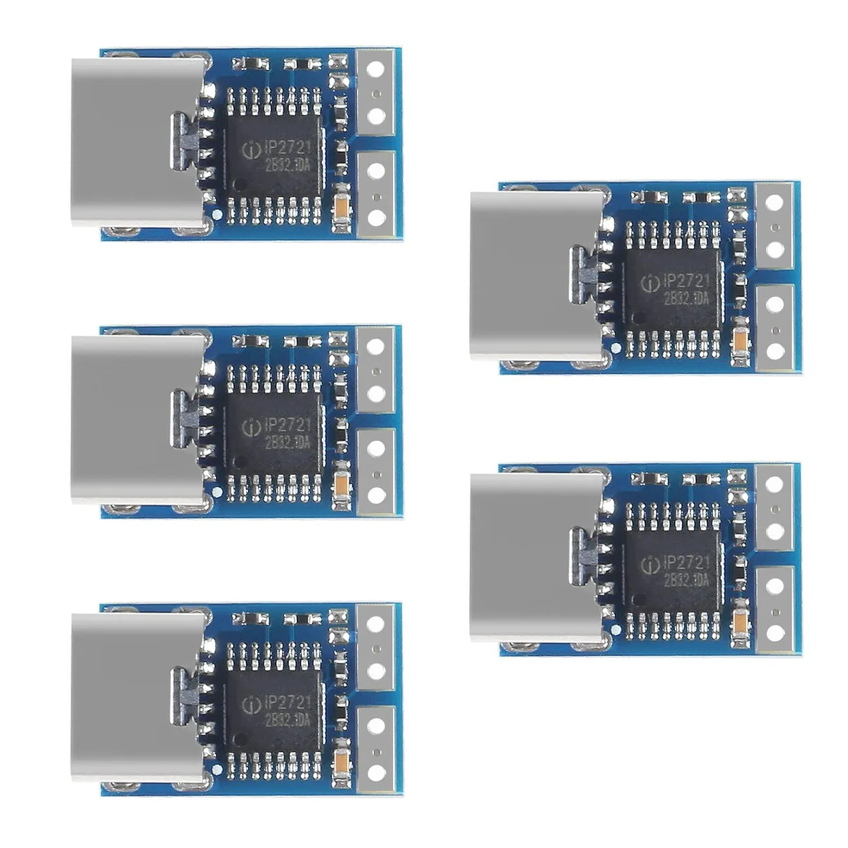 Five tiny green USB-C PD decoy modules, 17.6 by 10.2 by 4.2 mm