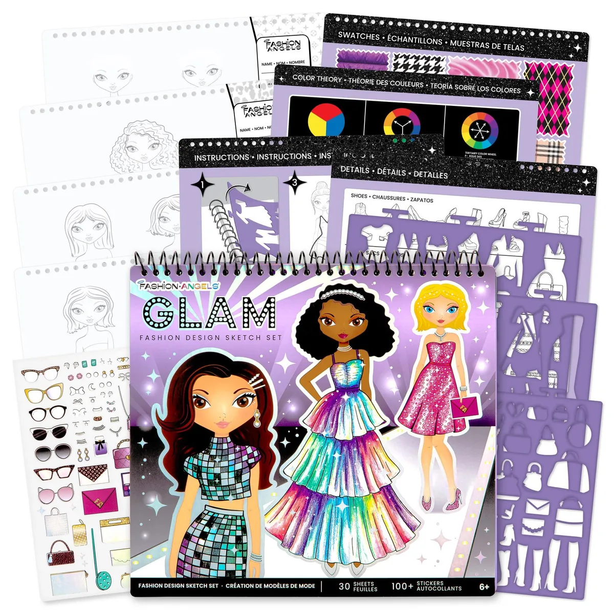  Fashion Angels Glam Fashion Sketch Set 13483012 35-piece drawing kit — product photo