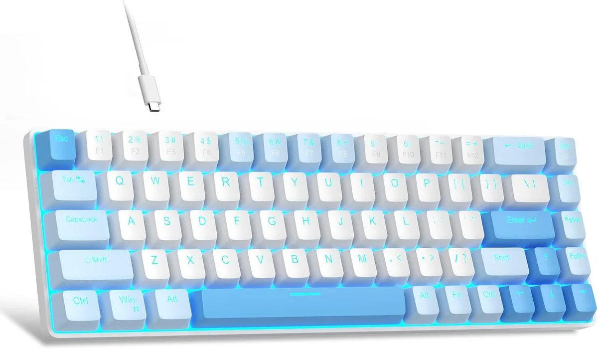 TUKO TUKO 60% 68-key Mechanical Gaming Keyboard Sky Blue Red Switch USB 2.0 — product photo