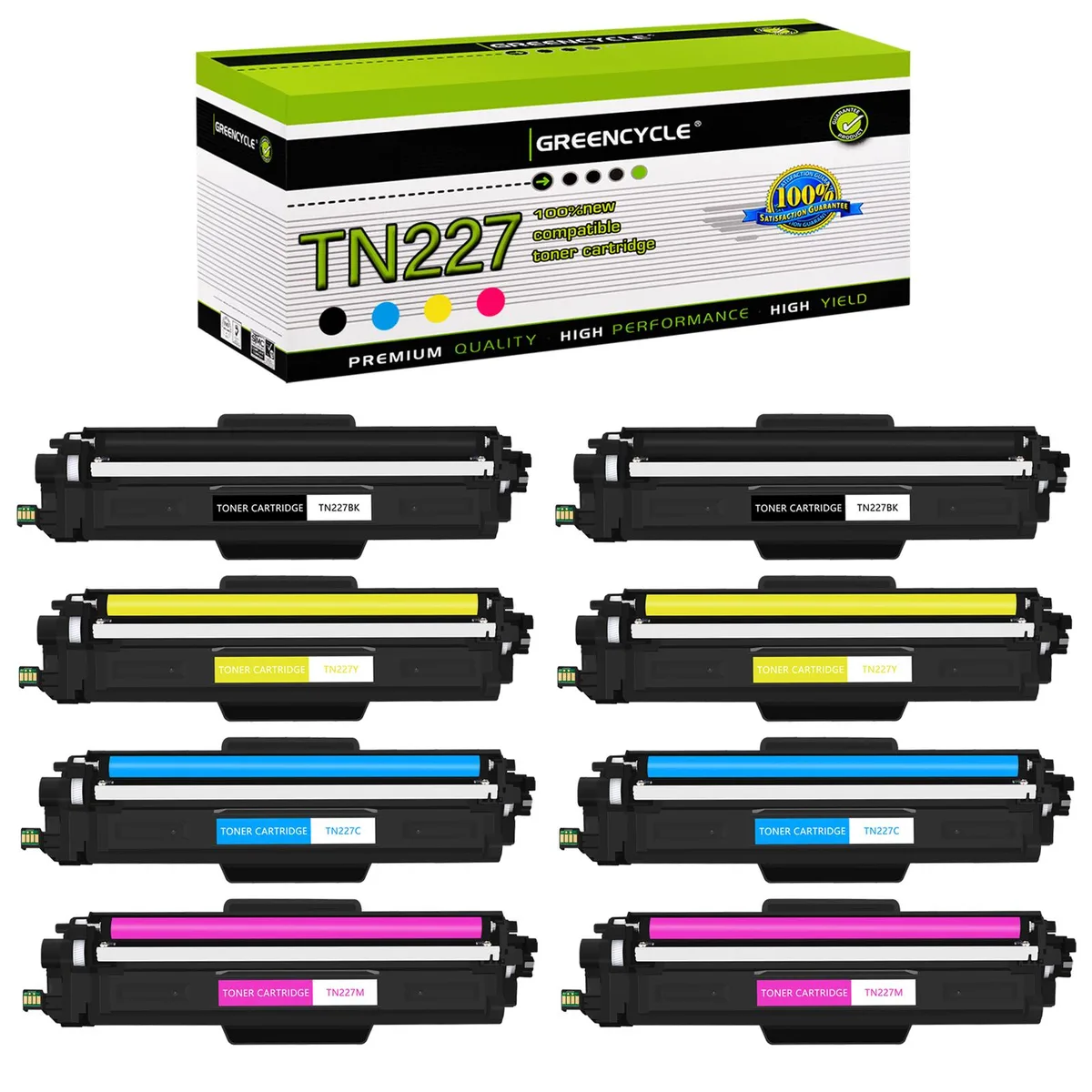 GREENCYCLE GREENCYCLE TN227 8-pack toner cartridges (2 black, 2 cyan, 2 magenta, 2 yellow) — product photo