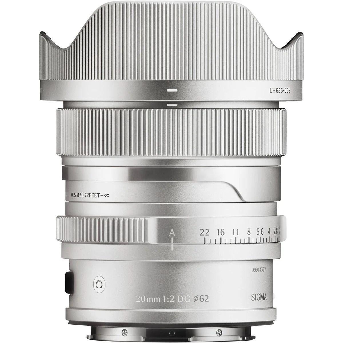 SIGMA SIGMA 20mm f/2 DG Contemporary L Mount Silver camera lens — product photo