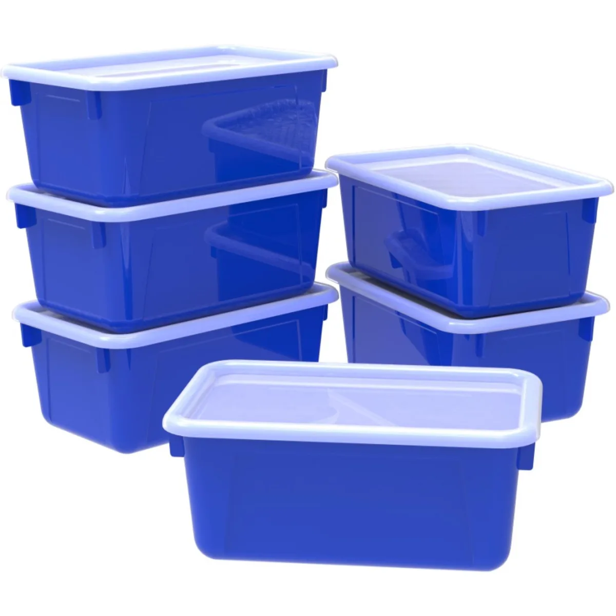 Storex Storex 62408U05C Small Cubby Bin with Cover Classroom Blue Case of 5 — product photo