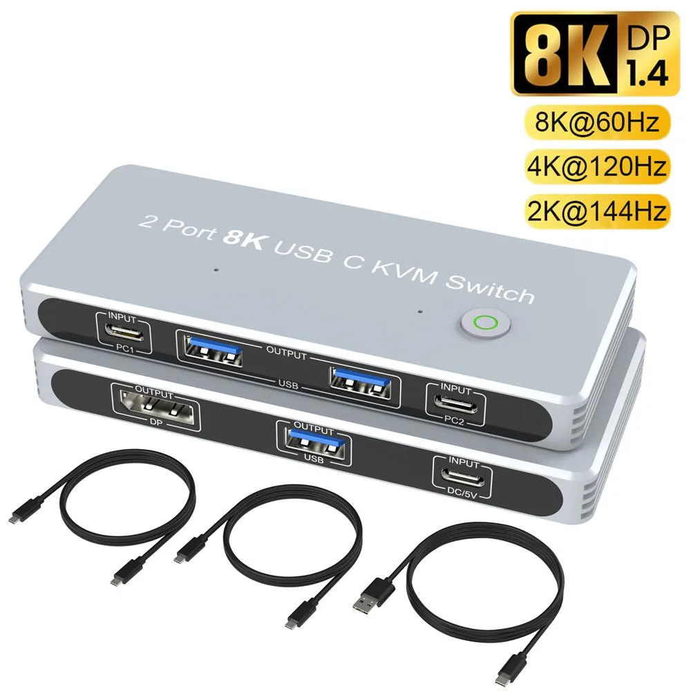 LUOM LUOM TJ-A0126 2-Port USB-C 8K KVM Switch DP 1.4 — product photo