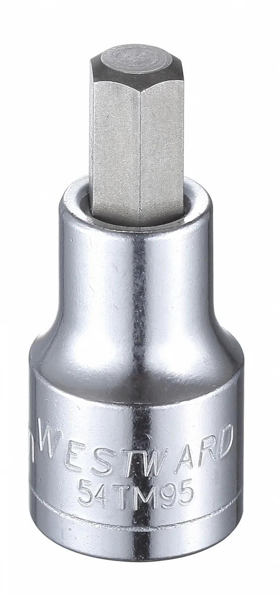 Westward 54TM95 10mm hex socket bit, polished chrome finish