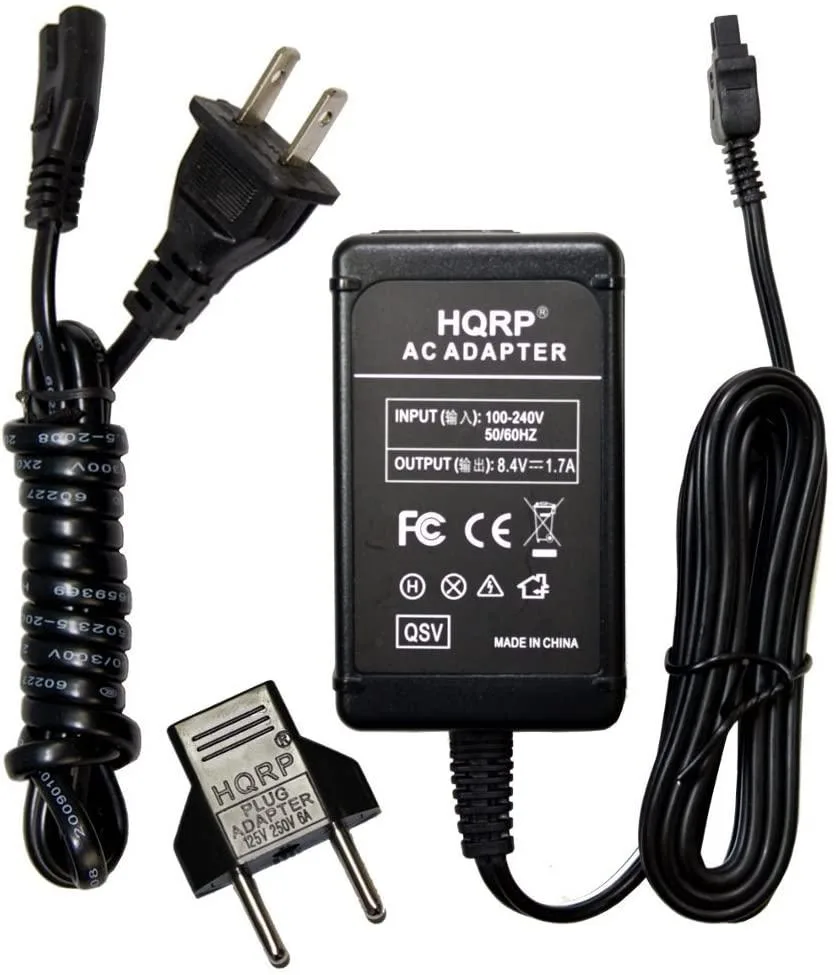 HQRP HQRP AC Adapter for Sony HandyCam DCR-SR60/62/65/80/82/85/90E with USA Cord &amp; Euro Plug — product photo