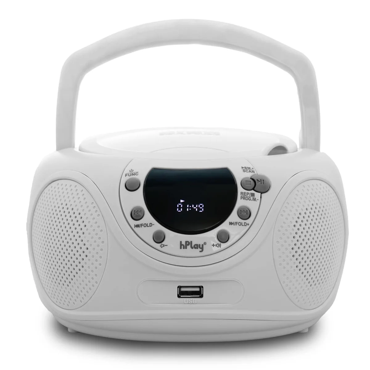 hPlay P16C-W Portable CD Boombox Bluetooth 5.3 White — product photo