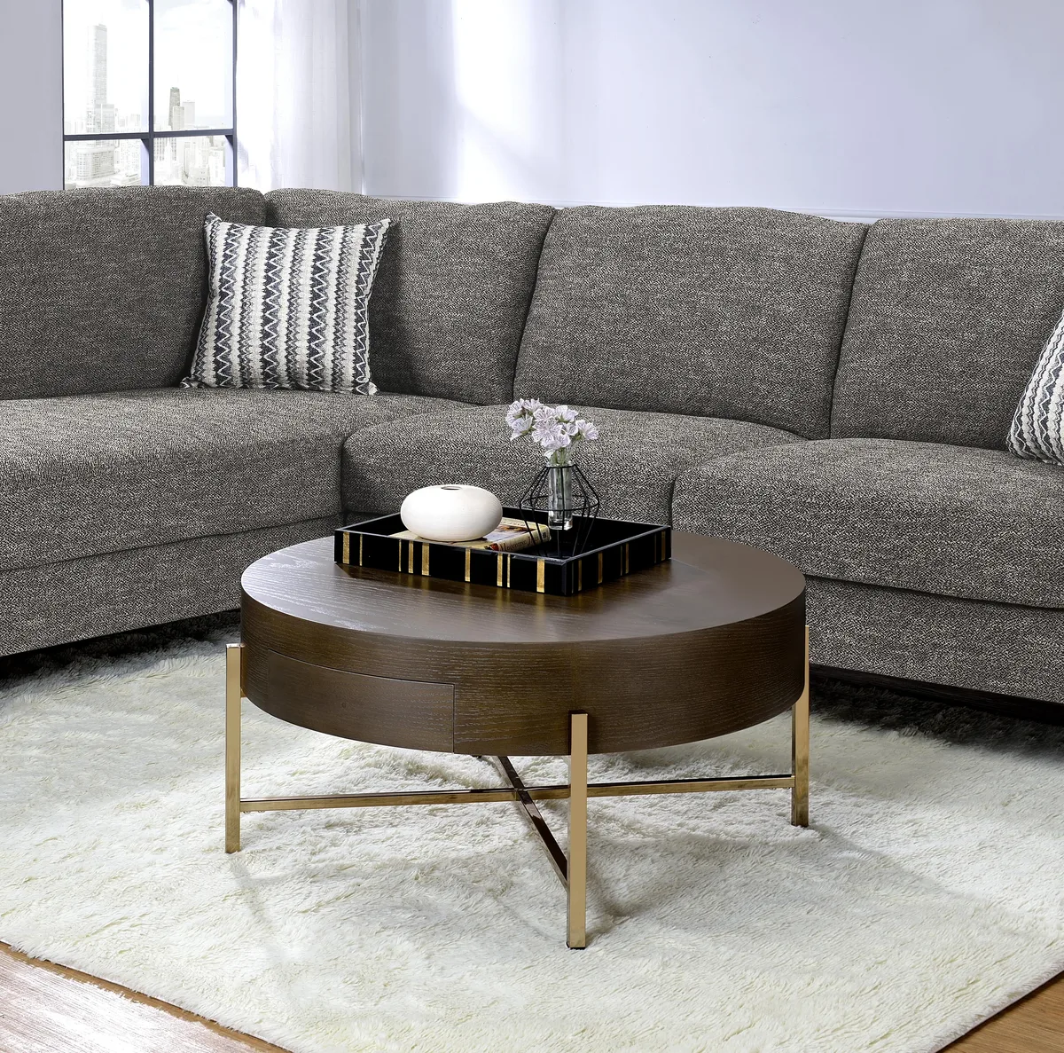 tuphen tuphen Light Brown and Champagne 1-Drawer Coffee Table — product photo