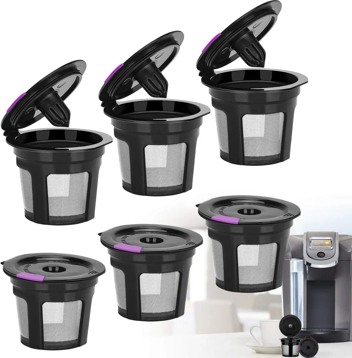 Maxfavor Maxfavor 6 Pack Reusable K Cups for Keurig 1.0 2.0 — product photo