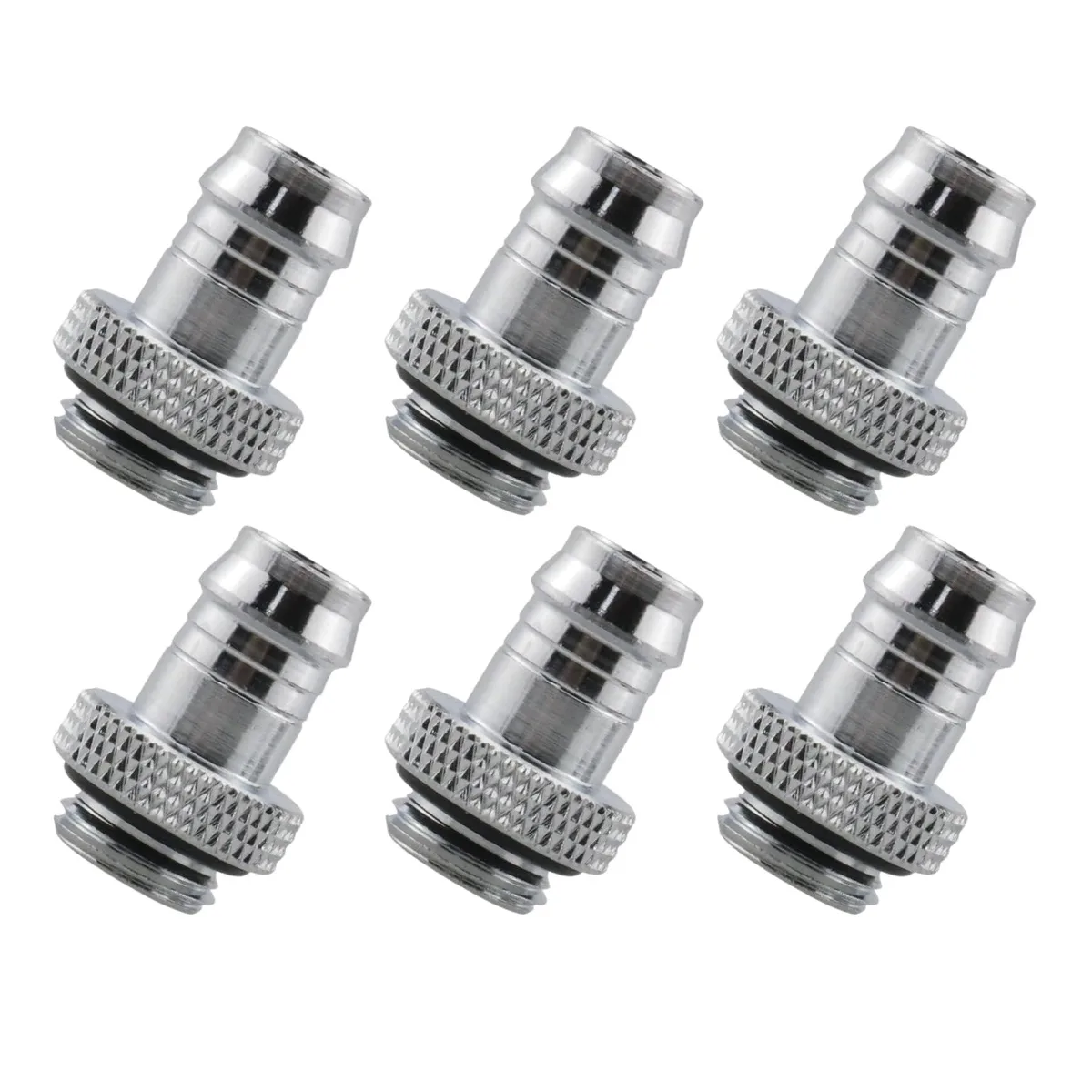 greenDracaena greenDracaena D-BBT-3F-Silver-6 6-pack G1/4" to 3/8" barb fittings Silver — product photo